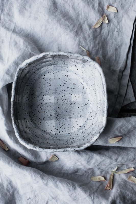 rustic gritty bowl with detailed edge by clay beehive