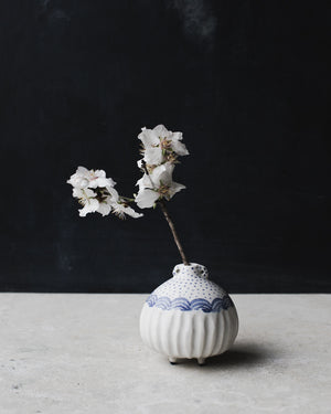 handmade ceramic bud vases blue and white wheelthrown by clay beehive ceramics