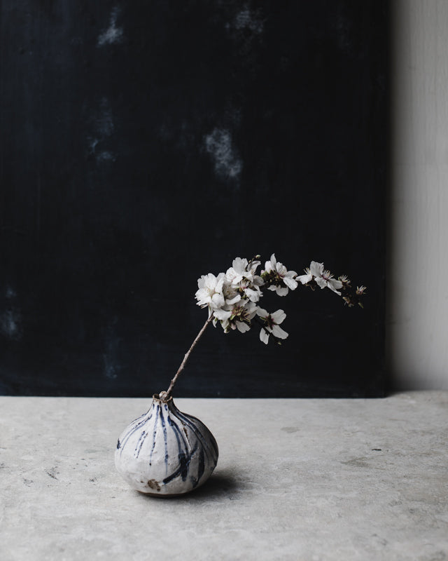 Rustic cobalt blue strokes vase