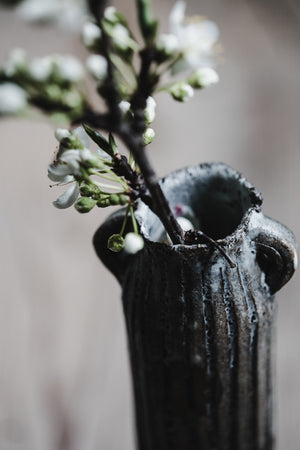 rustic handled vase hand made by clay beehive ceramics