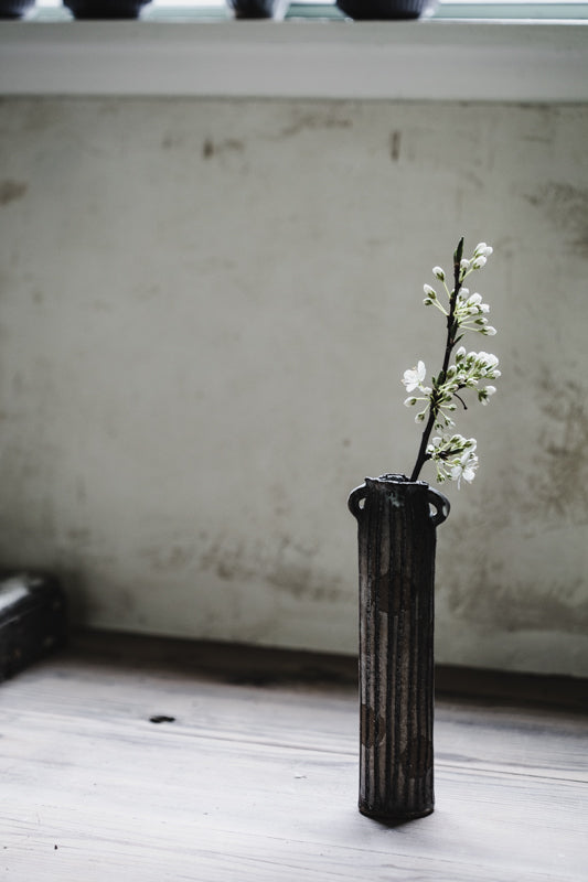 rustic handled vase hand made by clay beehive ceramics