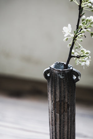 rustic handled vase hand made by clay beehive ceramics