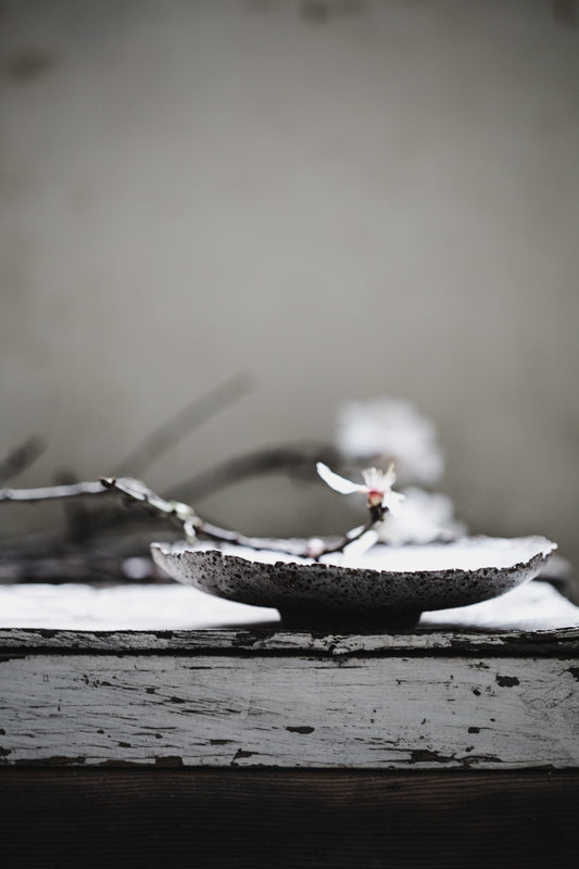 footed rustic handmade wabsabi style bowl handmade by clay beehive ceramics