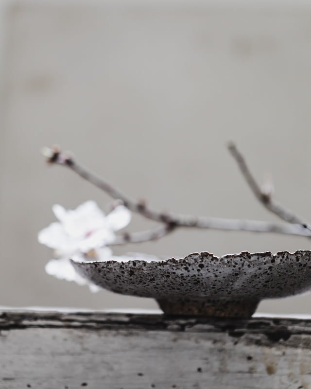 footed rustic handmade wabsabi style bowl handmade by clay beehive ceramics