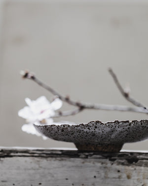 footed rustic handmade wabsabi style bowl handmade by clay beehive ceramics
