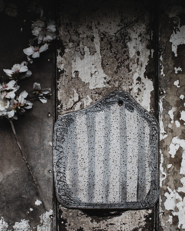 rsutic gritty hand made ceramic cheese board platter plate by clay beehive 