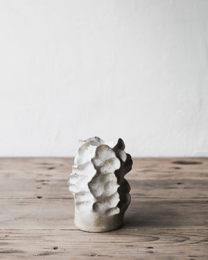 Sculptural textural pinched white coral vase by clay beehive ceramics