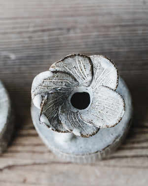 Floating fleur hand made flower vases small in grey and white by clay beehive ceramics