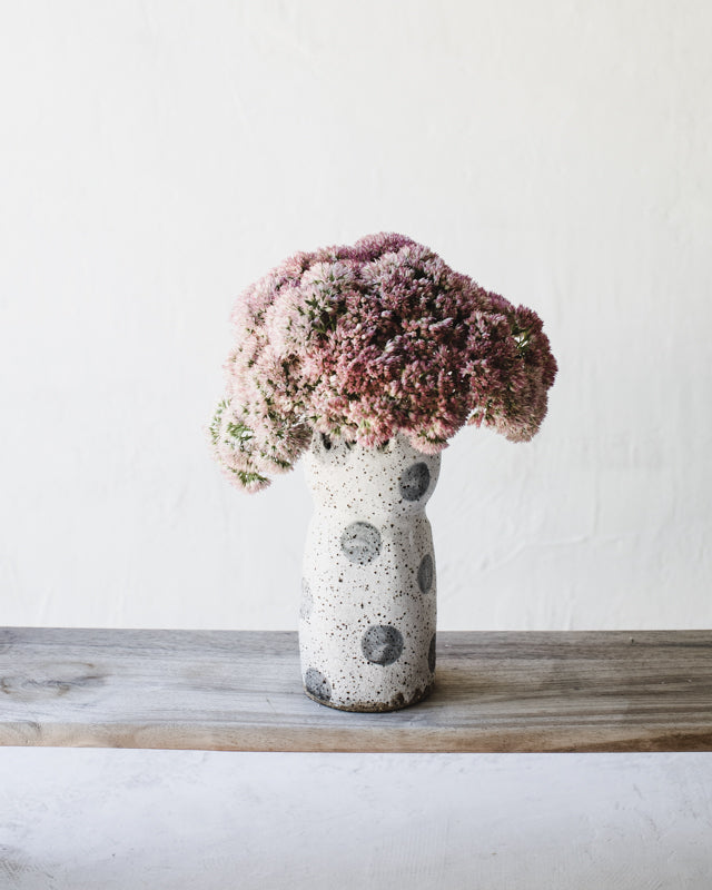 Rustic polka dot scallop rim vase