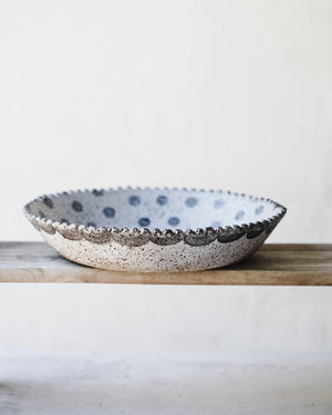 large scallop rim serving bowls with polka dots by clay beehive ceramics