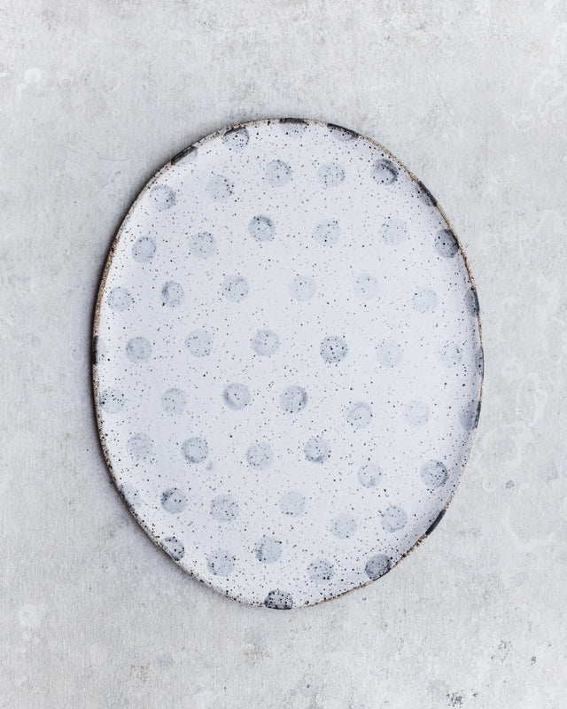rustic spots oval platter by clay beehive ceramics