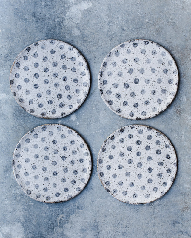 ceramics rustic plates with spots and speckles handmade by clay beehive ceramics