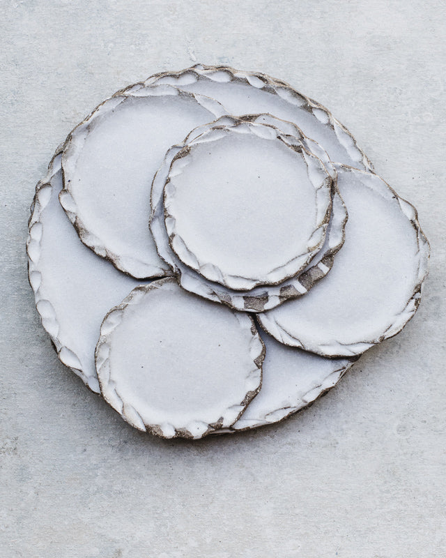 Small earth rim snack plates handmade by clay beehive ceramics