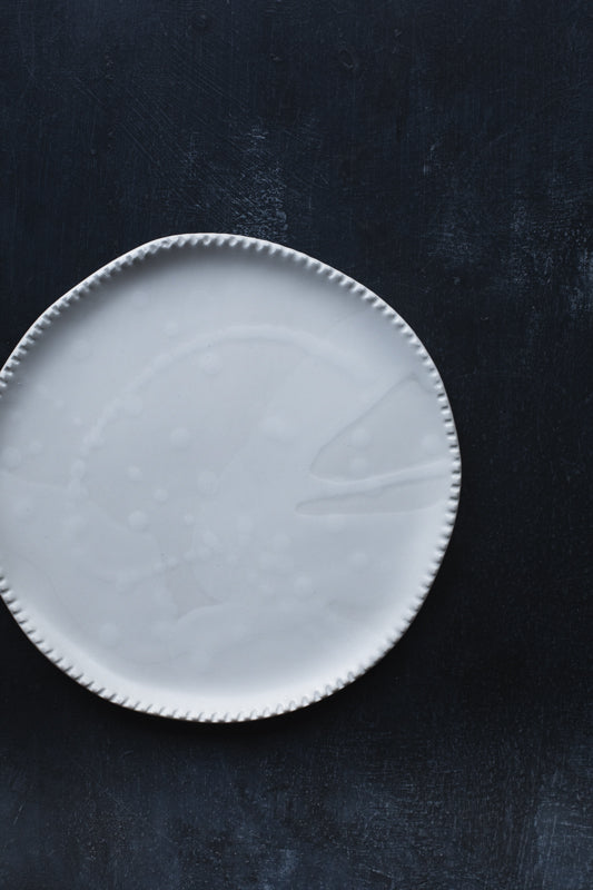 Satin White Plate with detailed edging